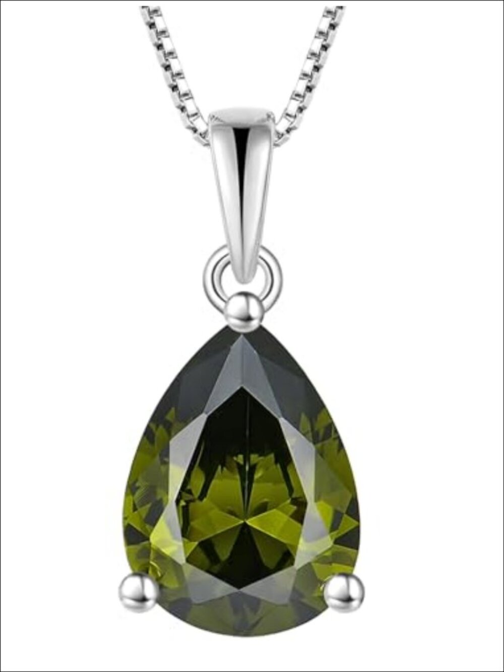 YL Teardrop Necklace 925 Sterling Silver Solitaire Pendant Pear Cut Created